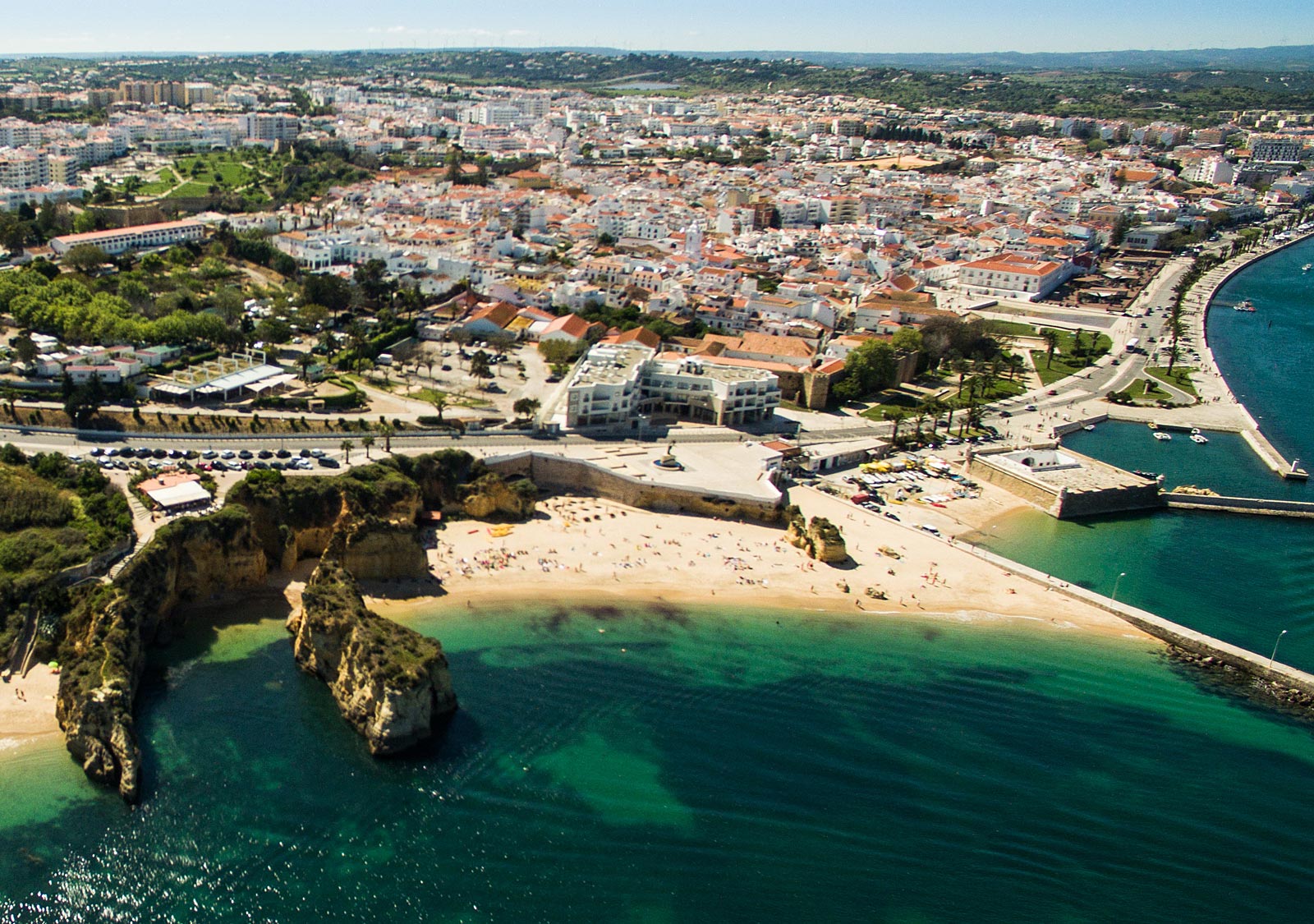 Praia de Batata beach directly across from Heat Lagos studio in Lagos, Portugal